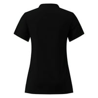 Vrhovi za žene casual proljeće kratki rukav V-izrez u jednokratnu bluzu bluza crne s
