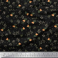 Soimoi Japan Crepe Satin Tkanina Dot, lišće i cvjetna umjetnička odštampana tkanina od dvorišta široka