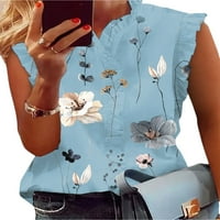 Capreze ženske bluze bez rukava s rukavima cvjetni print tenk na vrhu listove TONIC TOP V NEBY BLUE
