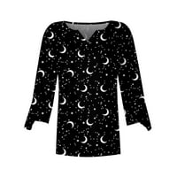 Žene Ležerne prilike, Ležerne prilike, V-izrez T-majice Labavi puff kratkih rukava Tunički bluze crni