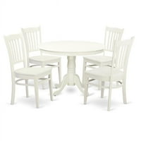 Blagovaonica - jedan okrugli kuhinjski stol i stolice sa sjedištem od punog drveta, posteljina bijela