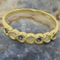 Britanci napravio 18k žuto zlato prirodno opal i safir ženski prsten za vječnost - Opcije veličine -