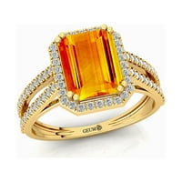 Personalizirani prsten, 14K Gold Halo prsten, citrin sa Diamond Angažmanom Obećani prsten, poklon za