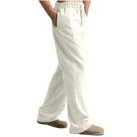 Munkar teretni hlače za muškarce, muškarci čvrsti povremeni elastični pojas džep pamučni posteljina