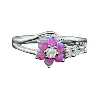 Heiheiup Vintage Exquisite Dame Prsten Pink Bijeli Opal cirkon prsten bakreni prsten tinejdžerski prstenovi