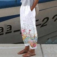 Ljetne casual prozračne ženske hlače cvjetni print s džepovima Dugi labavi pamuk Casual High Raist