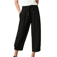 Pantalone na plaži Casual Loove Solid Color džepovi Elastični struk Udobne hlače za gležnjeve Širokoj
