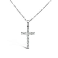 Dimaya Fine nakit 18k bijelo zlato 0,14CT TDW bijeli dijamantni vjerski križni privjesak Unizno ogrlica