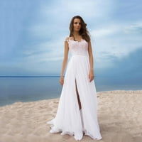 Žene Maxi Fall Haljina kratki rukav V-izrez visoki struk čvrste jednostavne bijele haljine za venčanje