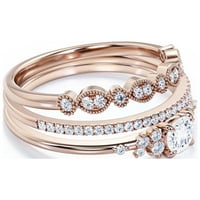 Sol i biber minimalistički 1. karat rub rezan dijamantni prsten za angažman, dainty vjenčani prsten