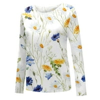Novo ženski ljetni vrhovi casual okruglog vrata s dugim rukavima od ispisane labave majice Plus veličina