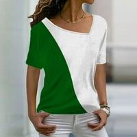 Ženski vrhovi kratkih rukava odštampana bluza casual ženske ljetne okrugle dekolte majice zeleno l