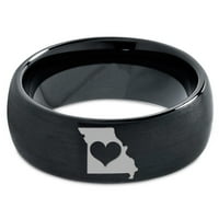 Tungsten Missouri prikaži mi državni srčani prsten za muškarce Žene Udobnost Fit crna kupola Četkana