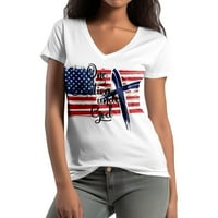 Četvrta kratka košulja V-izrez, V-izrez, modni V-izrez kratki rukav ženski pamučni majice, majice veličine