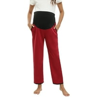 Ženske materinske hlače preko trbušnog trudnoće Lounge Pajamas spavaju ravno pantalone s džepovima
