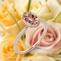 Prekrasan minimalistički 1. karat ovalni morgatit i dijamantski movali zaručni prsten, cvjetni vjenčani