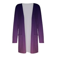 Ženski kardigan džemperi padaju i zimski rukav od poliestera od poliestera s dugim rukavima Purple XL