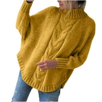 Feesfesfes dukserica za žene jesen i zima novi labavi lutkački rukav džemper sa punim bojama pola turtleneck