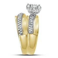 Dijamantna ponuda 10KT Žuto zlato Njegova njena okrugla Diamond Solitaire Usklađivanje venčanog set