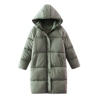 Ženska zimska topla kapuljača gusta jakna dugačak kaput, zelena