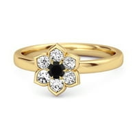 Tratinčica cvijeta 0. CTS crti crni spinel sterling srebrni zlatni Vermeil ženski vjenčani prsten