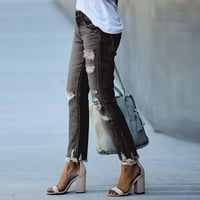 GATHRRGYP ženske hlače za čišćenje 5 dolara, žene modne čvrste pokete Slim-Fit Skinny Denim Ripped Jeans