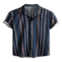 Groanlook Muška majica Listovi ispis ljetnih košulja rever izrez Havajski vrhovi kratki rukav mens casual