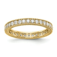 14K žuto zlato okruglo Dijamant vječno vjenčani bend milgrain rubne prstene veličine 5. - ct