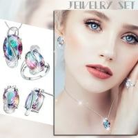 Duhgbne Fashion Seven Rainbow cirkona Ženska modni trend Cijeli dijamantni cirkonske naušnice Ogrlice dame nakit set dijamantski prstenovi za žene veličine 10