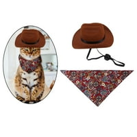 Kućni kaubojski šešir smiješan zapadni s Photo Prop Cat Pribor Podesivi kostim set bandana za rođendan