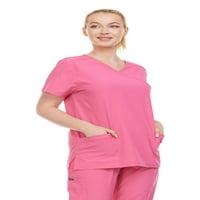 Nosite ženske pilinge TOP V-izrez kratki rukav ženski medicinski w džepovi rastezanje ružičaste veličine