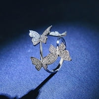 Keusn Podesivi otvoreni prsten srebrni podesivi prstenovi leteći leptiri prsten za vjenčanje nakit za