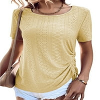 REJLUN Žene Ljetne vrhove Majica sa čvrstim bojama kratki rukav majica Bohemian Pulover Looja plaža