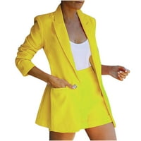 Ženski sustavi za žene Zpanxa odijelo za žene, dugih rukava punog boja Blazer sa džepovima Storks setovi