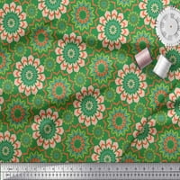 Soimoi Zelena pamučna ducka tkanina Multicolor Mandala tiskana zanata tkanina od dvorišta široka