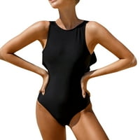 Ženski jedno kupaće kupaće kostimi s jednim komadima čvrstog ispisa crne s