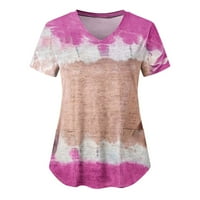 Qcmgmg Ženske košulje kratkih rukava Ležerne prilike Slatki tisak V V izrez Ljeto Classic Fit T majice