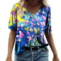 Feternal ženska modna casual plus veličina Scenic Cvijeće Štampanje majica okruglog vrata TOP-ove maxi