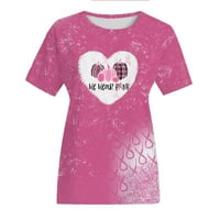 TKLPEHG majice za dojke za žene Ležerne ružičaste vrpce Pumpkin tiskani labavi modni kratkih rukava