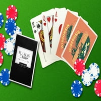 Wisconsin, jezero serija, pristanište i kajak, lamparska preša, premium igraće karte, kartonski paluba
